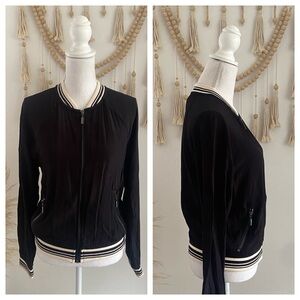 Target Xhilaration black crepe bomber jacket athletic lightweight sporty medium